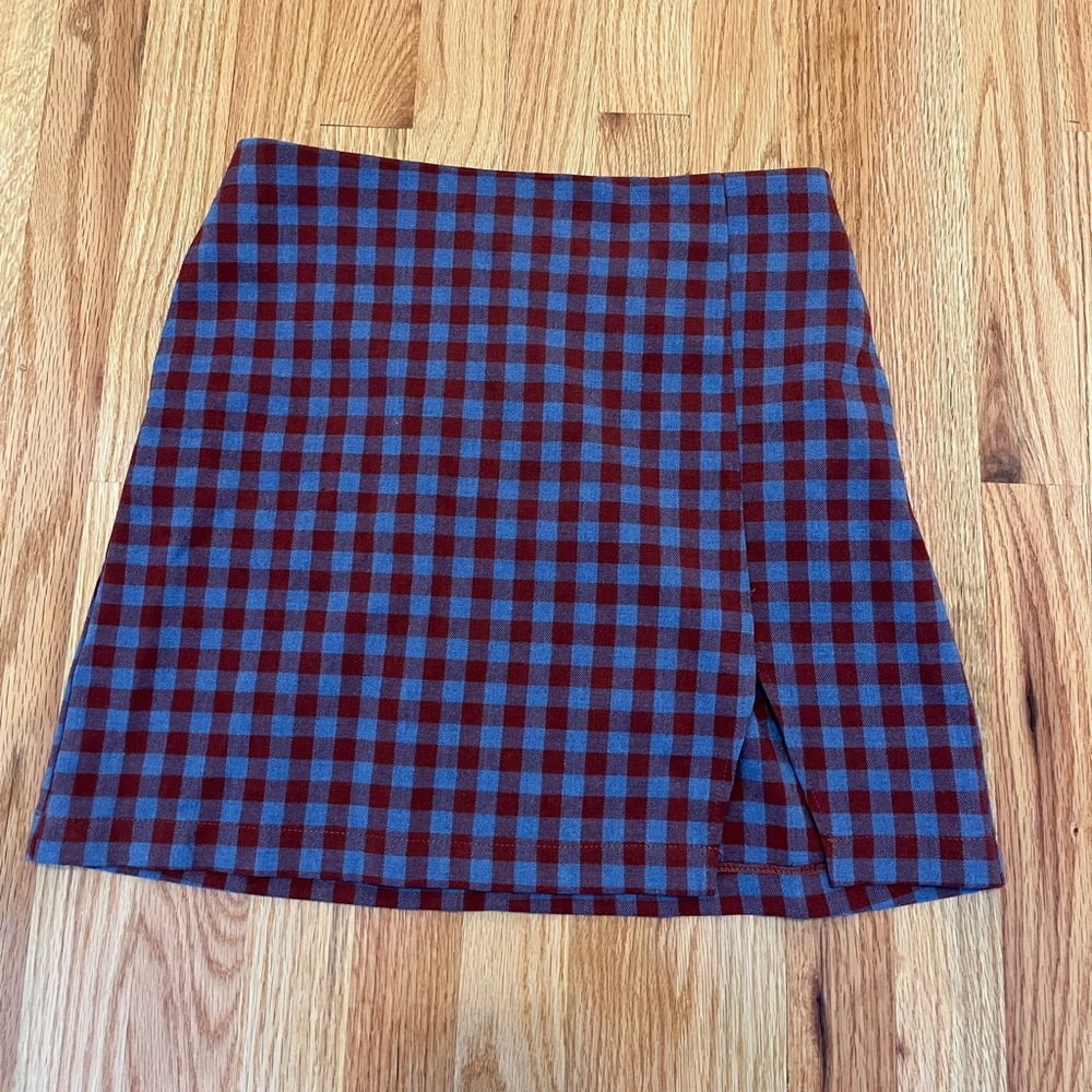 Urban outfitters plaid mini skirt with small slit